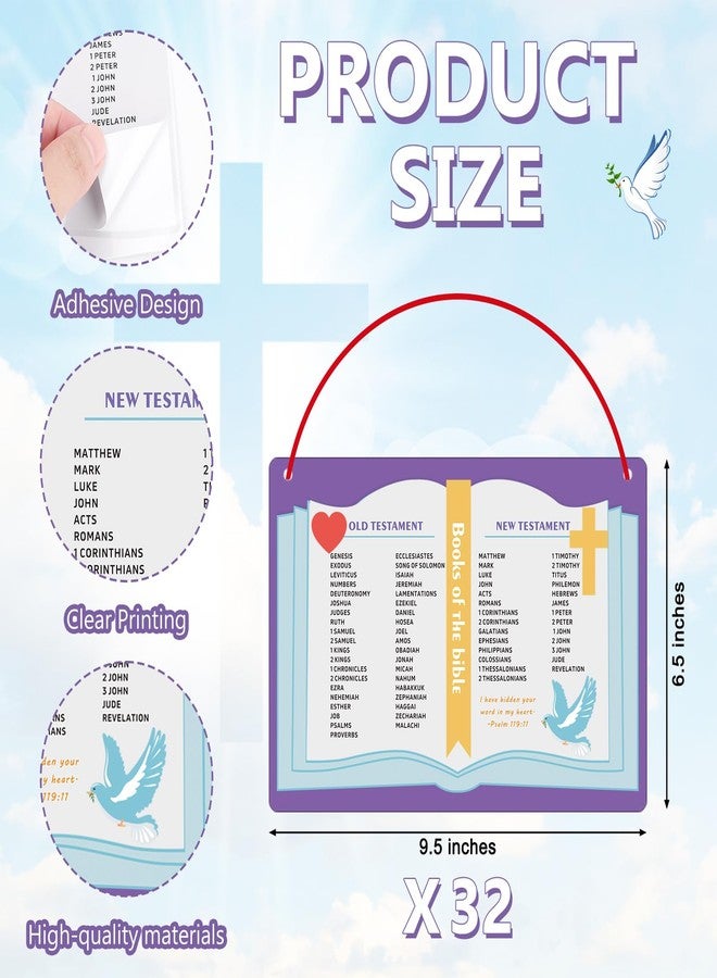 PLUVAVA 32 Set Books of The Bible Craft Kit Sunday School Crafts DIY Christian Bible Sticker Hanging Ornament for School Home Classroom Religious VBS Church Activities - Image 2